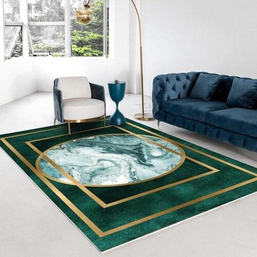 Nordic Modern Minimalist Office Carpet Tapis Salon Light Luxury Green Hotel Abstract Golden Geometric Bedroom Carpet