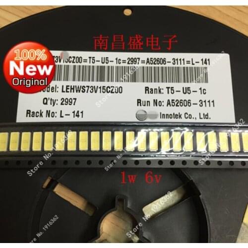 100PCS/Lot 7030 lamp power LED LCD TV backlight lamp 1W 6V cold white 90LM