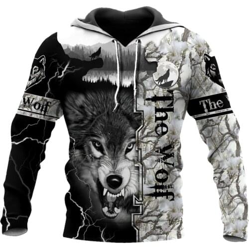 New pattern Beautiful Wolf Hunting autumn winter Sweatshirt 3D print Unisex casual Zip Hoodie original street style Hoodie