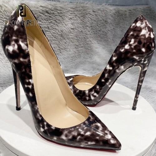 Brown Patent Leather Leopard Print Single Shoes New Stiletto Shallow Mouth Pointed Toe All-match Temperament High Heels
