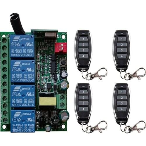 Universal Wireless Remote Control smart Switch AC110V 220V 230V 4CH Relay Receiver Modul RF Transmitters Lamp fan room Led Light