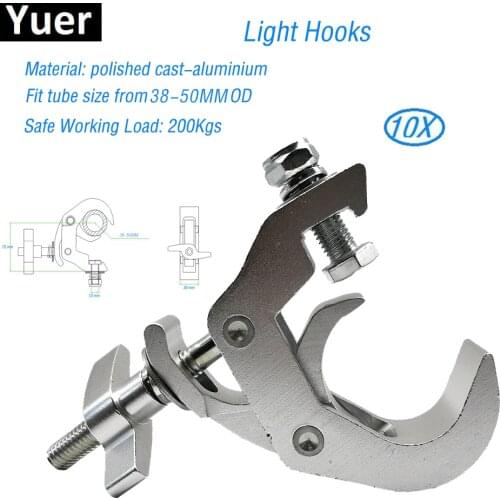 10Pcs/Lot Aluminium Lights Hook Fit Tube Size From38-50MM OD Professional Stage DJ Equipment LED Disco Club Light Hanging Hook