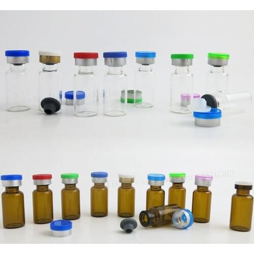 100 x 3ml Clear Amber Cute Small Glass Bottle Flip Plastic-Aluminum cap butyl stopper3cc Mini Glass Vials Glass Container