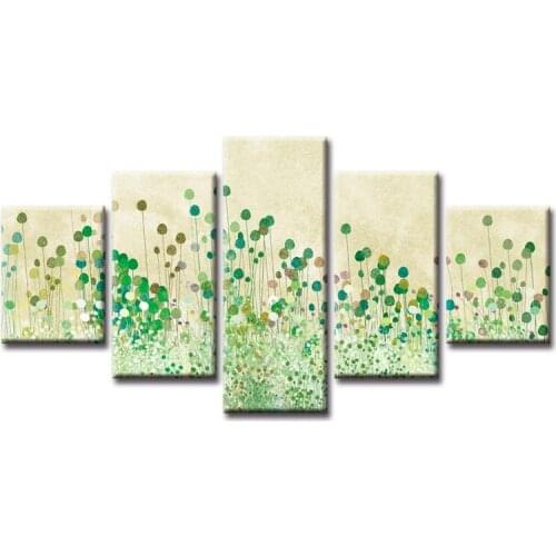 5 Panel Modern Small green leaves Painting Picture Canvas Art Painting for Living Room Wholesale No Frame or Frame