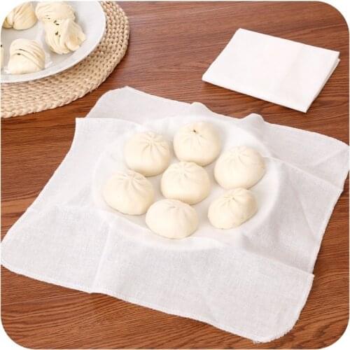6PCS Kitchen Cotton Yarn Steamer Cloth Non-Stick Steamed Dumplings Cloth Steamer Gauze Breathable Food Stuffed Bun Steamed Mat
