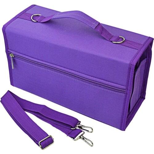 80 Slots Large Capacity Folding Marker Pen Case Art Markers Pen Storage Carrying Bag Durable Sketch Tools Organizer Purple