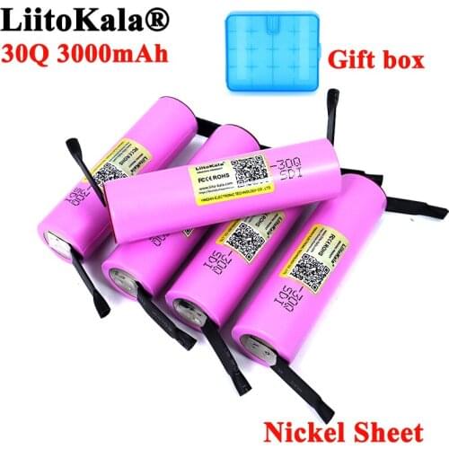 Liitokala New 30Q 18650 3000mAh Rechargeable battery INR1865030q 3.6V discharge 20A Max 35A Power batteries DIY Nickel Sheet