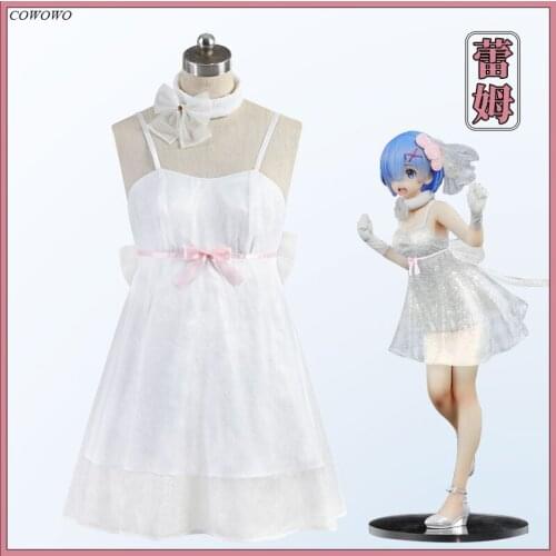 Anime! Re:Life In A Different World From Zero Rem White Dress Lovely Uniform Cosplay Costume Halloween Party Suit Women 2021 NEW