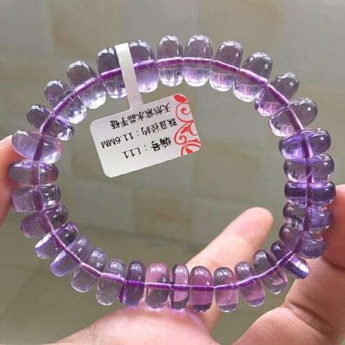 Genuine Natural Lavender Amethyst Quartz Purple Crystal 12mm 11mm Women Clear Abacus Beads Bracelet Healing Stone AAAAA