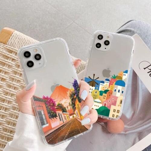 Santorini Greece Church Phone Cases for iphone 6s 7 8 Plus SE 2020 for iPhone 11 12 Pro Max X XR XS MAX Clear Transparent Cover