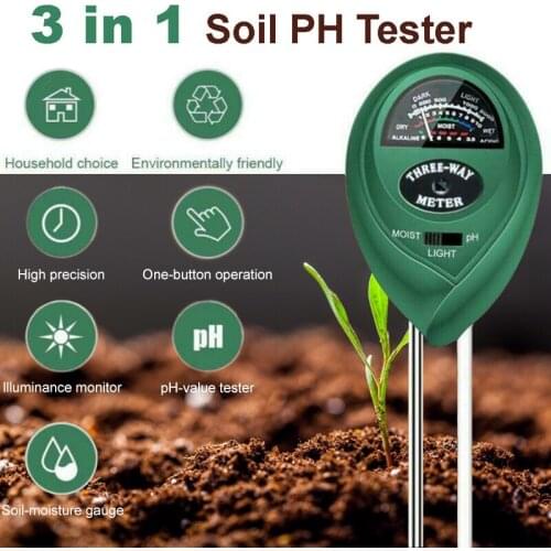 3 in 1 Soil PH Sensor Meter Detector Metal Probe Gardening Tester Water Moisture Test Light Meter Kit For Garden Plant