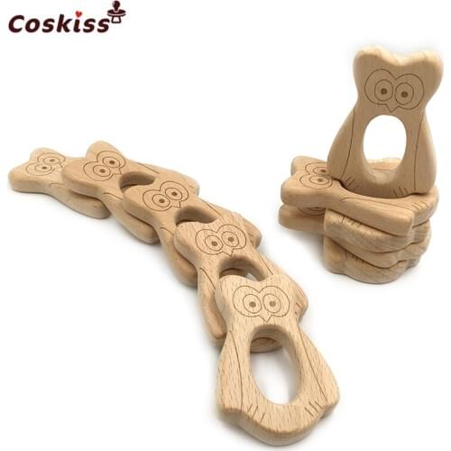 Beech Wooden Eagle Natural Handmade Baby Wooden Teether DIY Wood Personalized Pendent Eco-Friendly Safe Baby Teether Toys