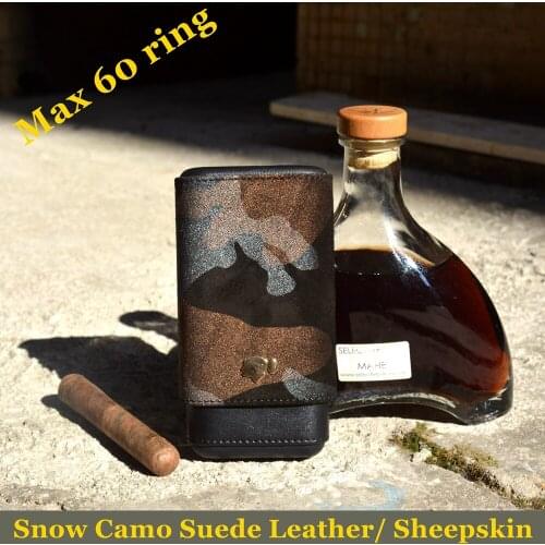 COHIBA Travel Cigar Case Snow Camo Suede Leather Cigar Case 3Plus Fingers Tube Fit For Max 60 Ring Cigars