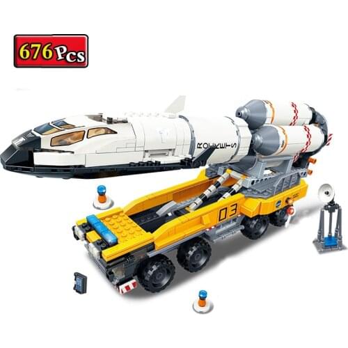 City Series Space Science Expedition Rocket Transport Super Truck MOC Building Blocks Bricks Toys Gifts