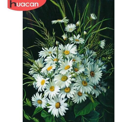 HUACAN Full Square/Round Diamond Painting Daisy Cross Stitch Diamond Mosaic Flowers Cross Stitch Decoration For Home