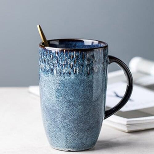 FANCITY European-style retro ceramic cup, high-capacity mug, large-scale household drinking cup