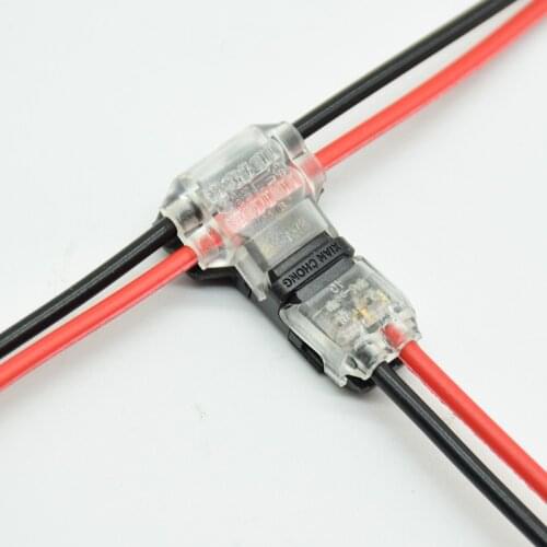 5Pcs/2pcs 2 Pin 2 Way 300v 10a Universal Compact Wire Wiring Connector T SHAPE Conductor Terminal Block With Lever AWG 18-24 led