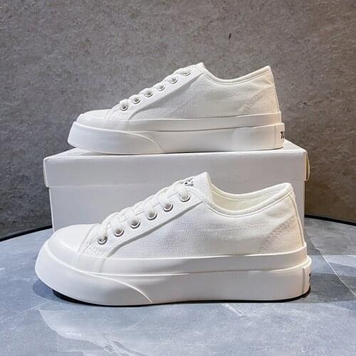 Girl Student Light White Sneaker Female Platform Flats Lace Up Soft Vulcanized Shoe Korean Casual Sneakers Women Fashion Comfort