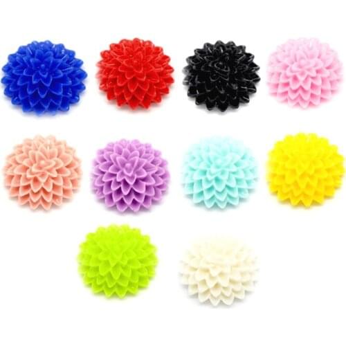 LF 50Pcs Mixed Resin Flower Decoration Crafts Flatback Cabochon Embellishments For Scrapbooking Kawaii Cute Diy Accessories 15mm