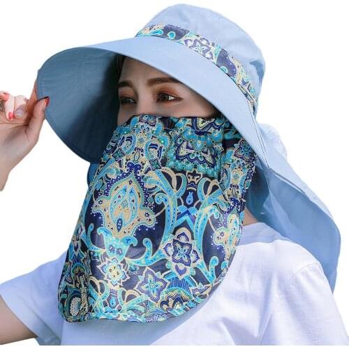 Multi-function Protective Cap Anti Infection Protective Anti-fog Windproof Hat Women Summer Fashion Anti-UV Floral Print Sunhat