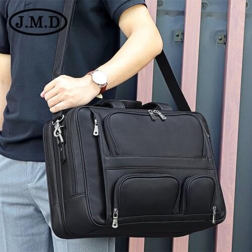 17" Business Laptop Black Briefcase Real Leather Hand Bags For Men 2021 Male Travel Vintage Large Capacity Briefcases Bags