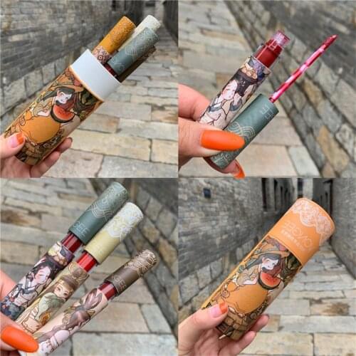 5 PCS Lip Glaze set matte fog face for long-lasting moisturizing non stick cup Chinese style lipstick lipgloss packaging