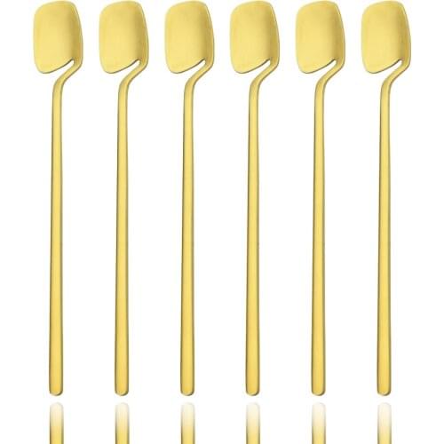 Juice Coffee Stirring Spoon Set Matte Dinnerware Cutlery Set Tea Spoon Ice Cream Long Handle Scoop Tableware Set Kitchen Tools