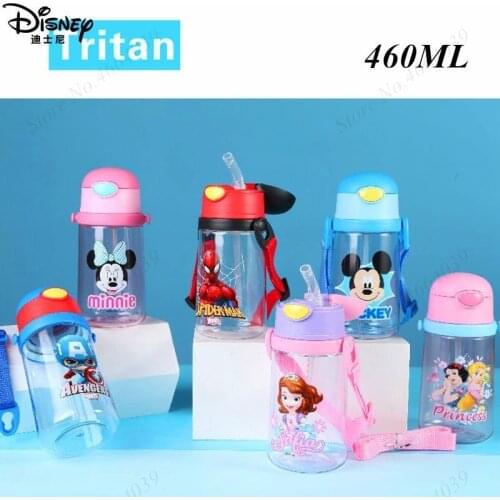 New Arrival Disney Sippy Cup Baby Feeding Water Drink Leak Proof Strap Bottle With Straw Baby Learning Drinking Copo 2021