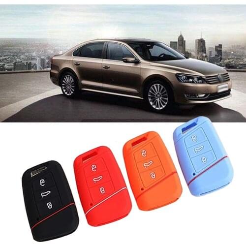 New Remote Silicone Key Case Key Fob Pocket Shell Cover Skin Holder Keychain Ring For VW Passat B8 Skoda Superb A7 2016 2017