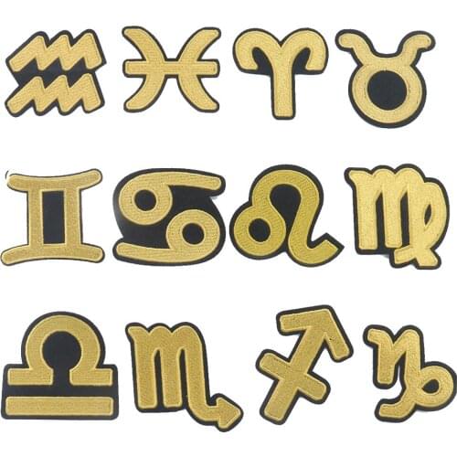 10PC Twelve Constellations Patches CANCER LEO PIECES Embroidered Iron on Patch for Clothe DIY Sewing Stickers Clothes Applique