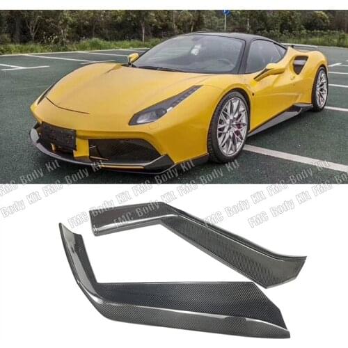 Dry Carbon Fiber Front Lip Splitters Flaps For Ferrari 488 GTB 2015-2018 2 PCS/Set Front Bumper Mouldings Fender Covers
