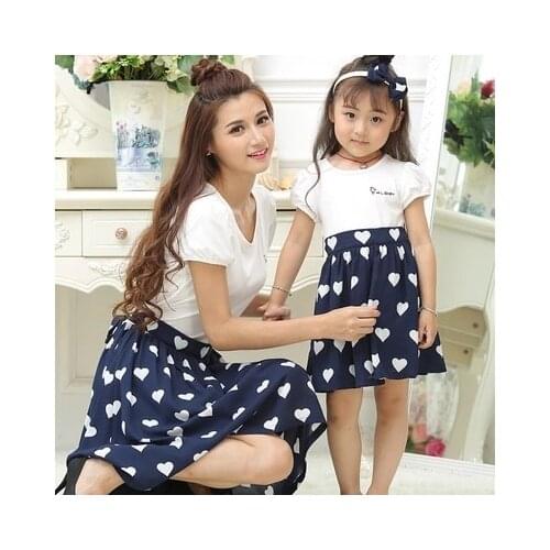 Mother Daughter Dresses Family Clothing Summer style Mom Daughter Dress Girls Women Cotton Dresses
