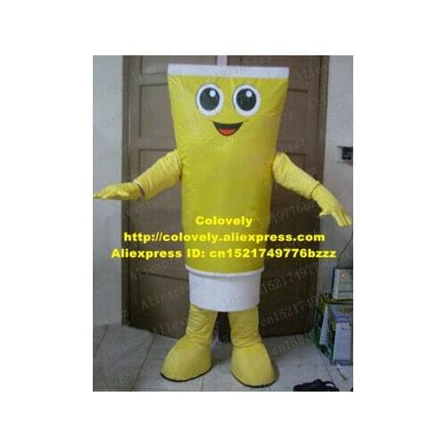 Useful Yellow Ointment Unguent Salve Mascot Costume Adult Size With Round Big Bright Black Eyes White Dress No.4350 Free Ship
