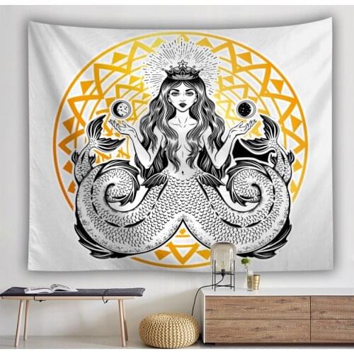 Psychedelic Tapestry Mermaid Fairy Tale Wall Hanging Mandala Witchcraft Tarot Aesthetic Hippie Nordic Decor Dreamcatcher Art