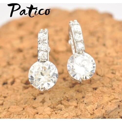 Elegant Wedding Engagment Woman Lady Stud Earring,Pure 925 Sterling Silver AAA CZ Zircon Crystal Jewelry For Bridal