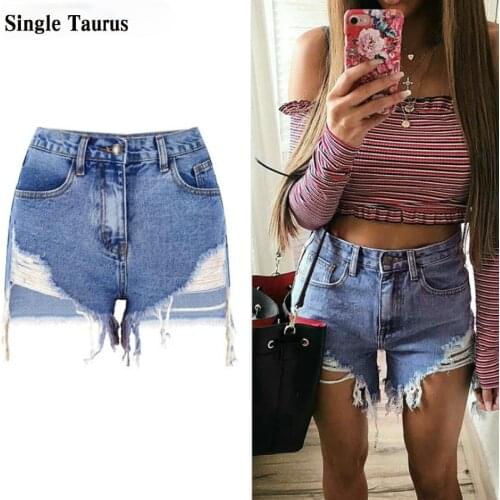 High Waist Slim Jeans Shorts Women Streetwear Tassel Ripped Denim Short Hole Hollow Out High Street Blue Pantalones Cortos Mujer