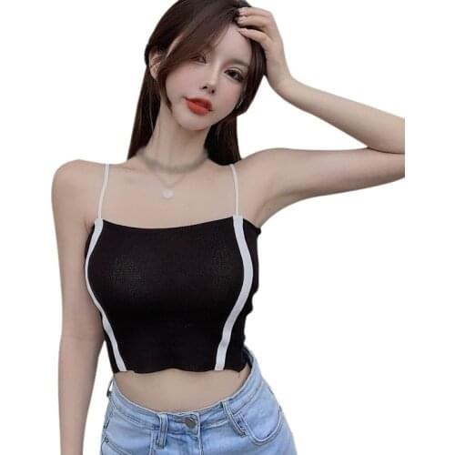 Fashion Womens Knitted Sling r New Casual Temperament All-match Short Sleeve Sling Top 2021 Summe