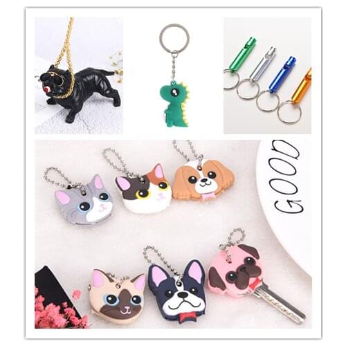1PC Silicone Key Ring Cap Case Shell Cat Hamster Pug Dog Head Cover Animals Shape Auto Gift Keychain