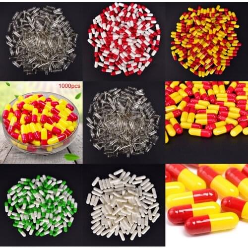 1000Pcs Empty Hard Gelatin Capsule Medicine Capsule Empty Pill Box Holder Storage Organizer Container Case Pill Box Splitters