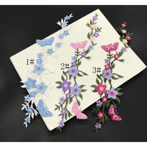 20pcs Butterfly Flower Applique Clothing Embroidery Patch Sticker Sew Cloth Diy Stitch Patches Colorful Blossom Flower Parches