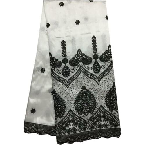 2018 White Color African George Fabric With Sequins, Embroidery India George Fabric With High Quality For Party Dress zgl65-590