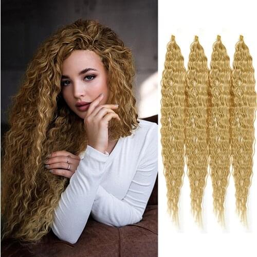 30 Inch Long Deep Wave Twist Crochet Hair Natural Synthetic Braid Hair With Afro Curls Ombre Braiding Hair Extensions For Women