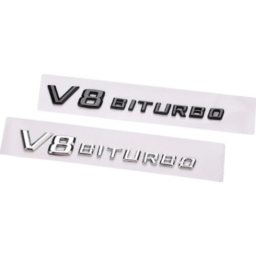 3D ABS Car Sticker V8 BITURBO Logo Emblem Badge Rear Side Car-styling Sticker for Benz AMG BMW VW Mazda Chevrolet