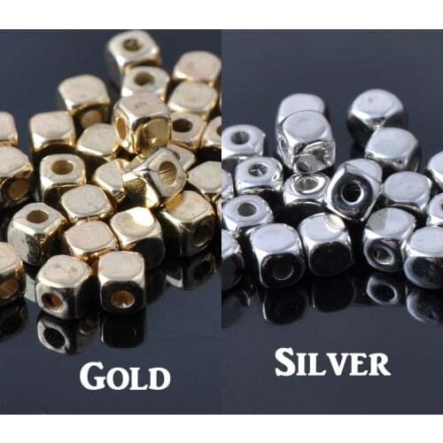 4mm 1000pcs Silver Gold Plating Acrylic Cube Spacer Beads For jewelry Making DIY YKL0031-4mm