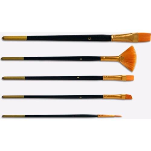 5Pcs Watercolor Flabellum Painting Pen Set Nylon Hair Acrylic Copper Paint Brush Pointed Artist Set Art Supplies