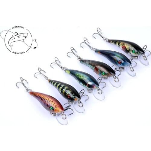 6 pieces / set 5.7cm / 4.4g Artificial swimwear painted with ABS plastic Hard bait 3D Bionic Eyes Bass Bait 8 # Sharp hook
