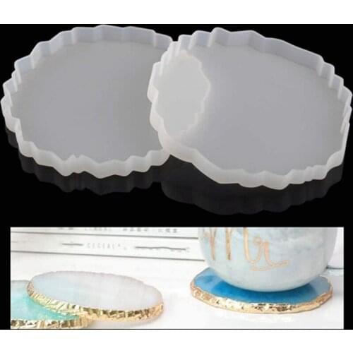 6PCS Resin Coaster Molds Irregular Hollow Agate Silicone Molds Epoxy Resin Molds for DIY Geode Coasters, Home Decor