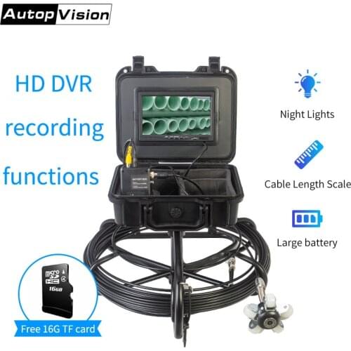 7inch Sewer Camera Pipe Pipeline Inspection Waterproof IP68 Endoscope 30M/100FT HD 1200TVL Industrial Plumbing Snake with DVR