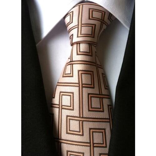 8cm New Classic Ties Champagne Geometric Necktie for Wedding