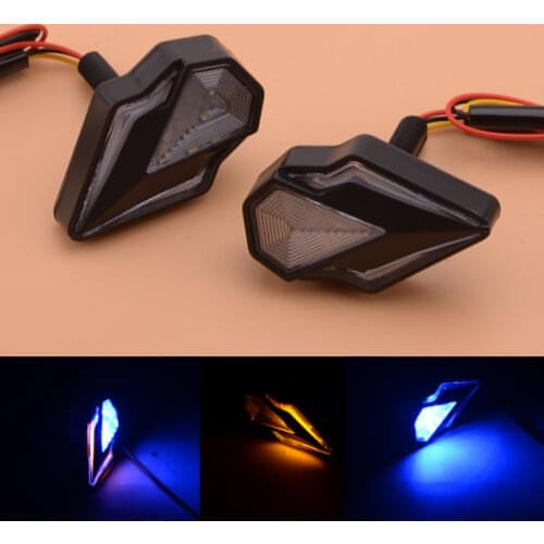 Beler 2pcs Dynamic Flowing Sequential Motorcycle Flush Mount LED Turn Signal DRL Blinker Light Lamp Indicator Flush Mount Blue